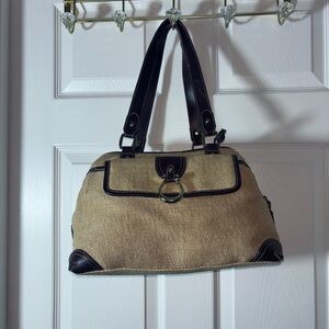 Etienne Aigner Woven Straw purse w/ leather straps Handbag